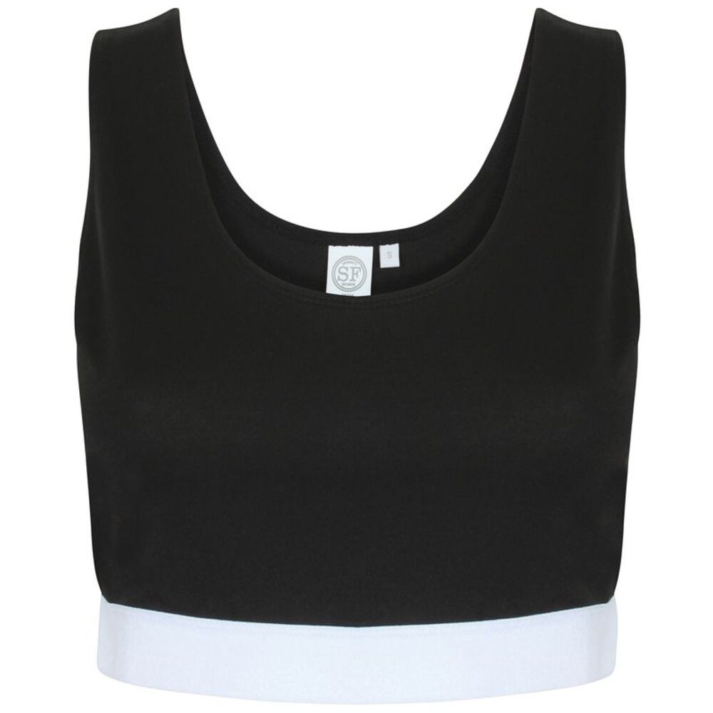 Skinni Fit Womens/Ladies Fashion Crop Top / Black/White